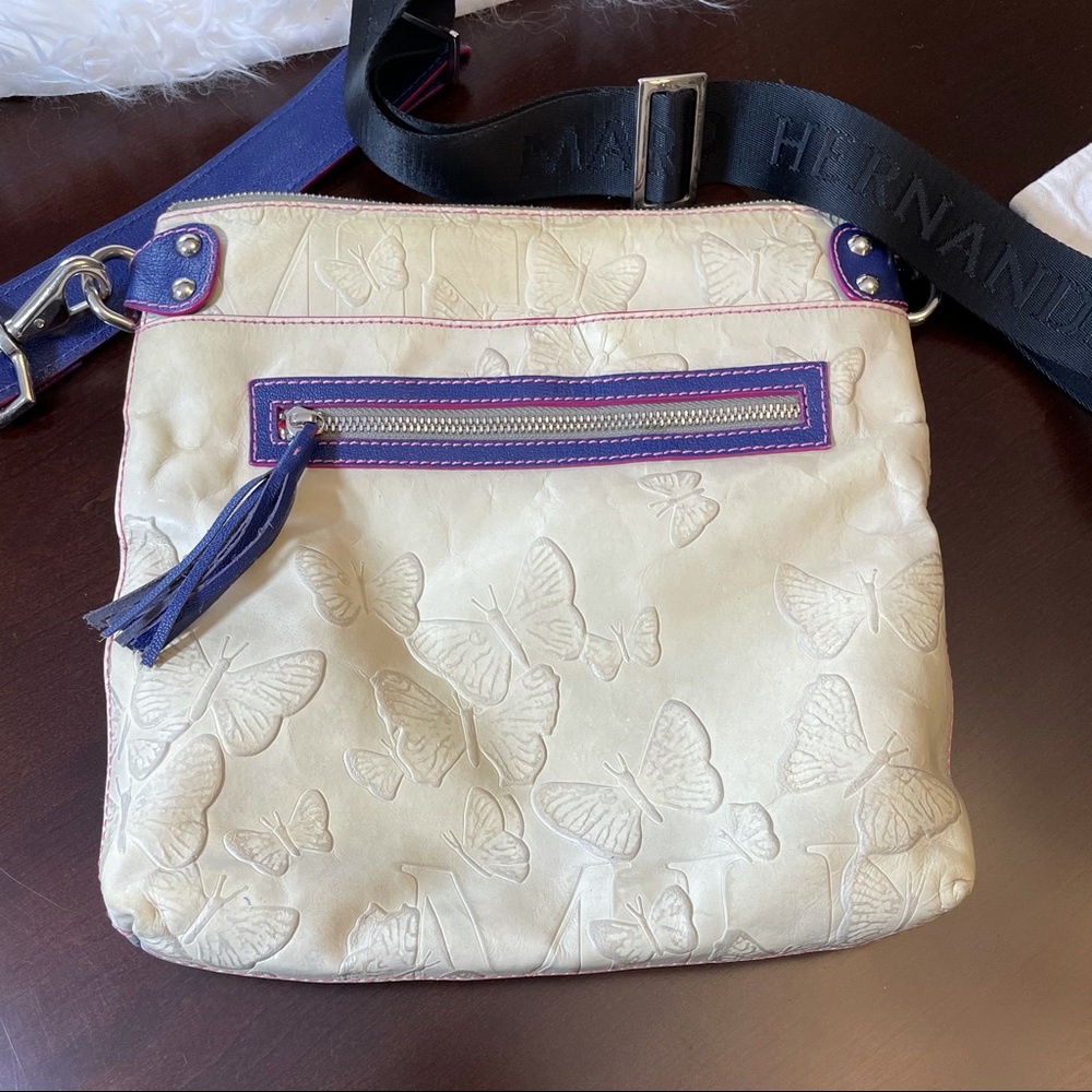 Mario Hernandez Embossed Butterfly Crossbody Purse